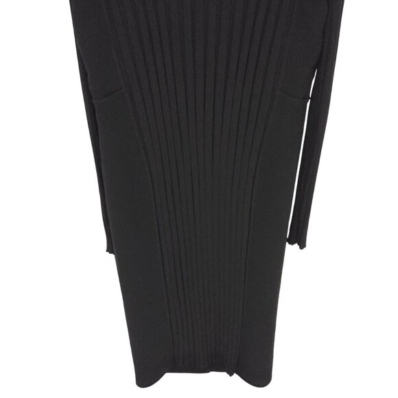 Vince Mixed Ribbed Midi Dress Black Quiet Luxury Old Money Sophisticated Elegant - Picture 13 of 16